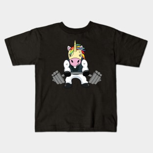 Unicorn Weightlifting Powerlifting Squat Workout Kids T-Shirt